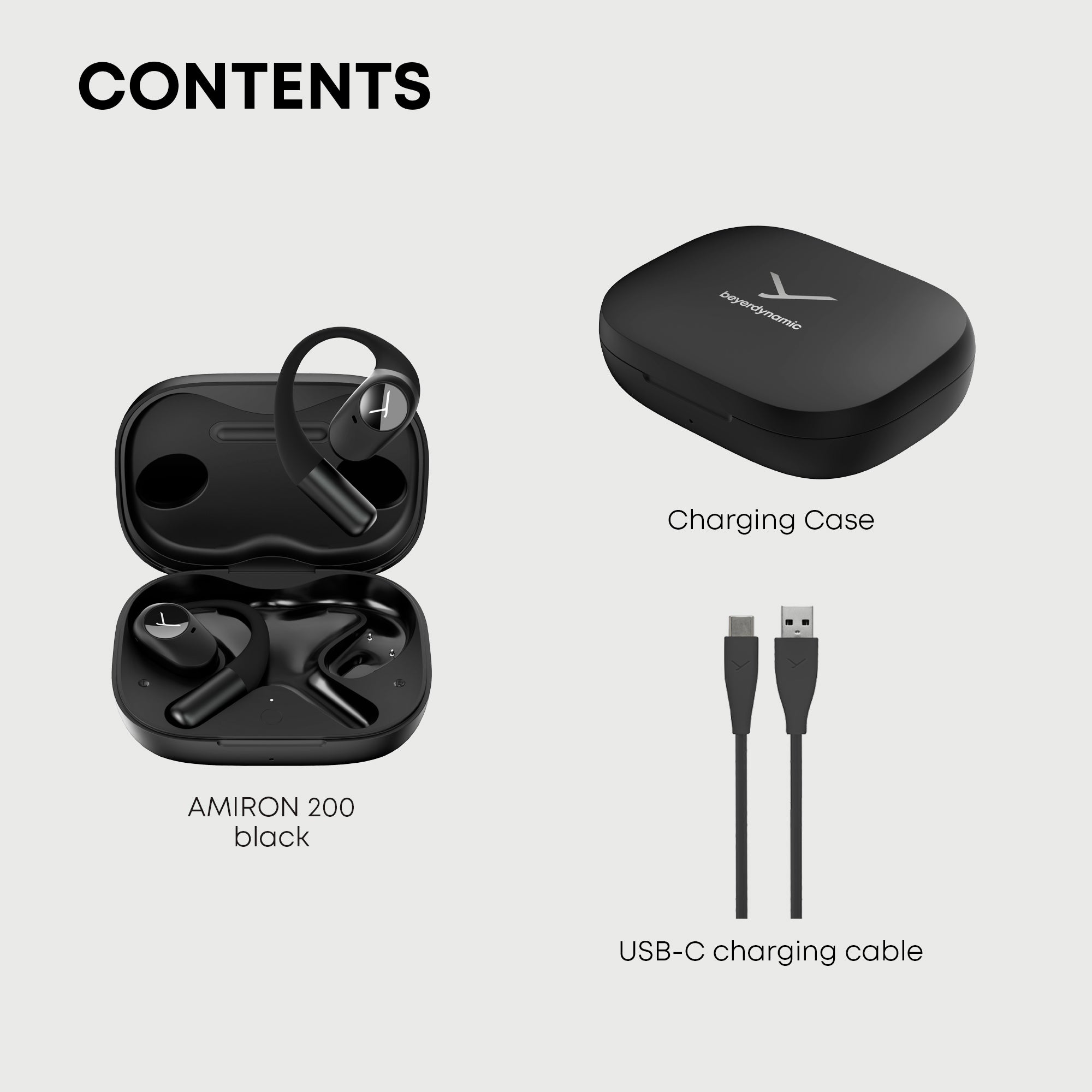 Open true wireless black earphones