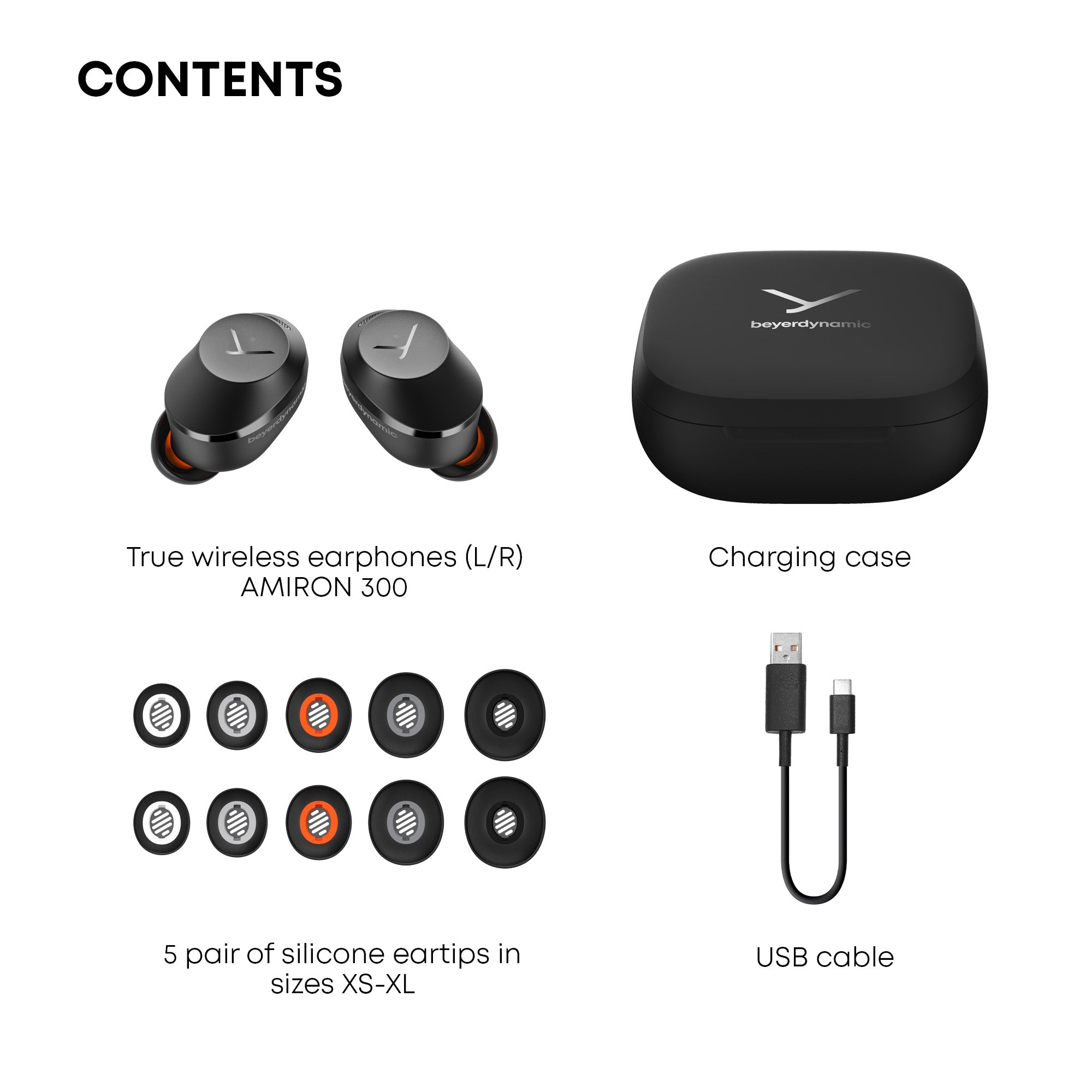 AMIRON 300 Hi-Res Audio - Active Noise Cancellation (ANC). Black