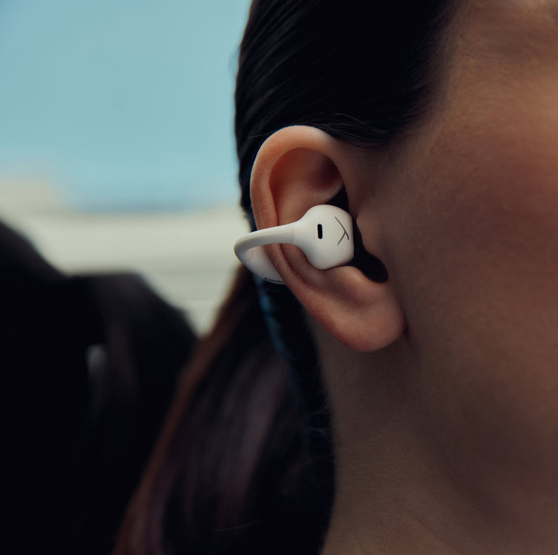 A clip-on earphone thats so small and compact, its easy to wear