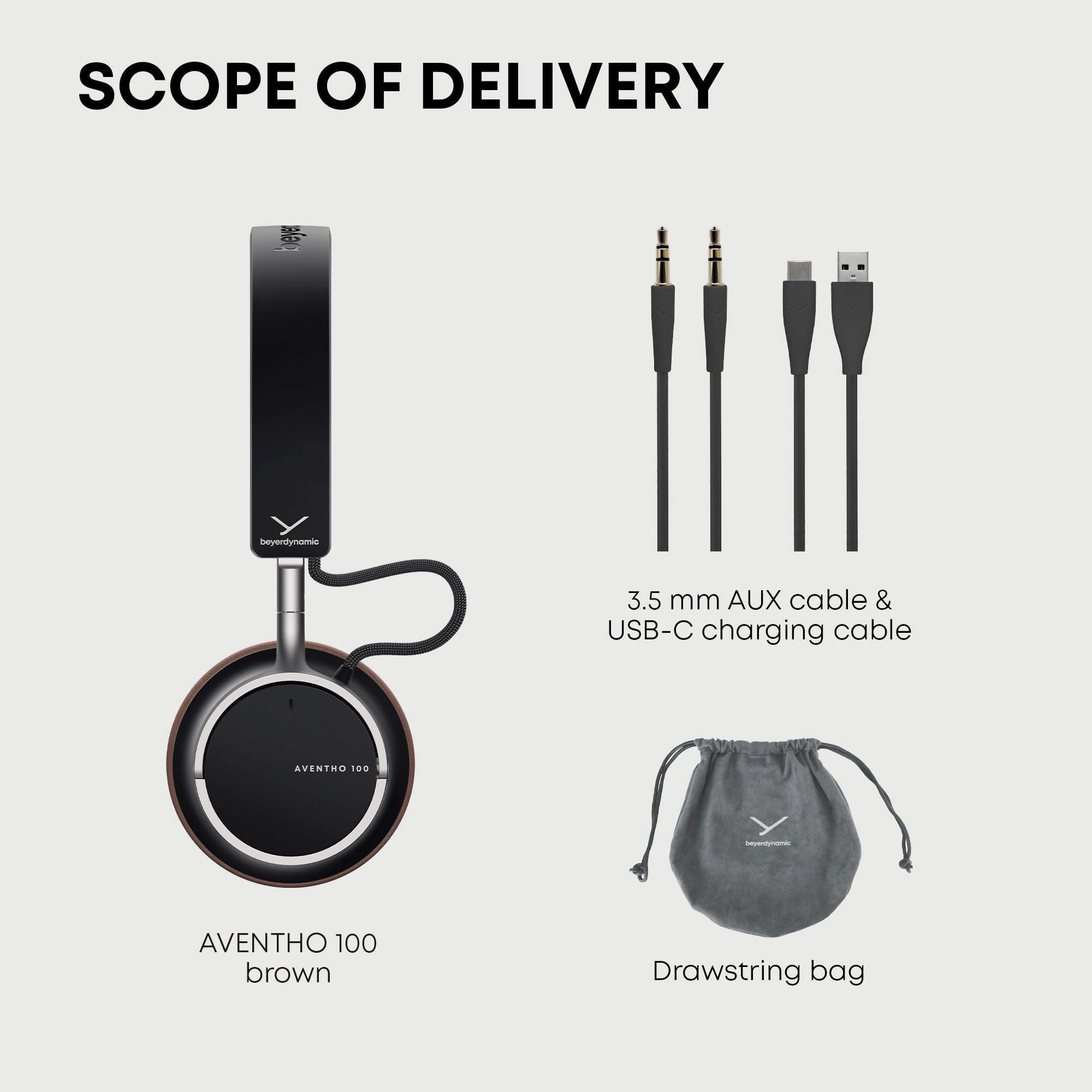 AVENTHO 100 Noise Cancellation Headphones. Brown