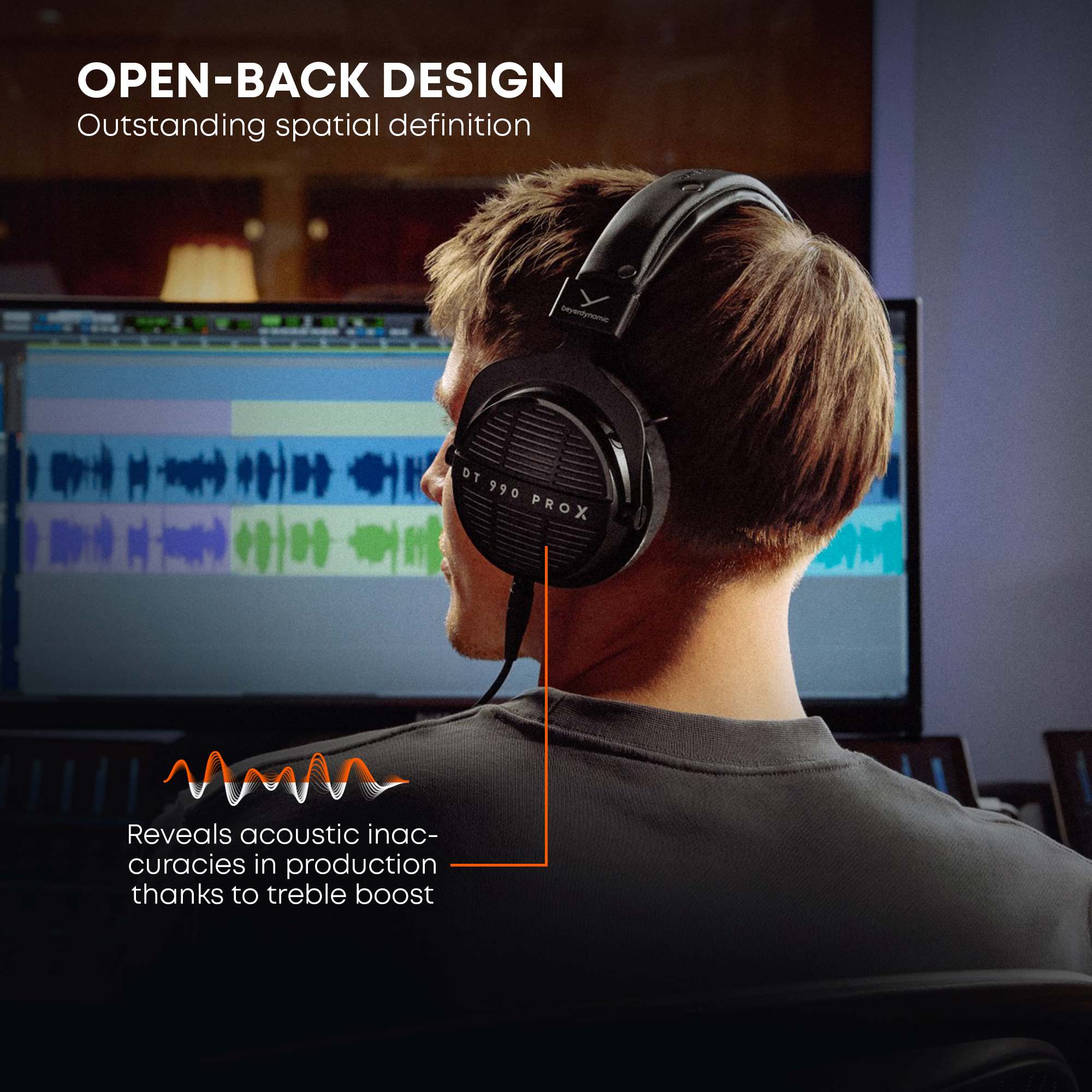 DT 990 PRO X studio headphones being used ia a studio