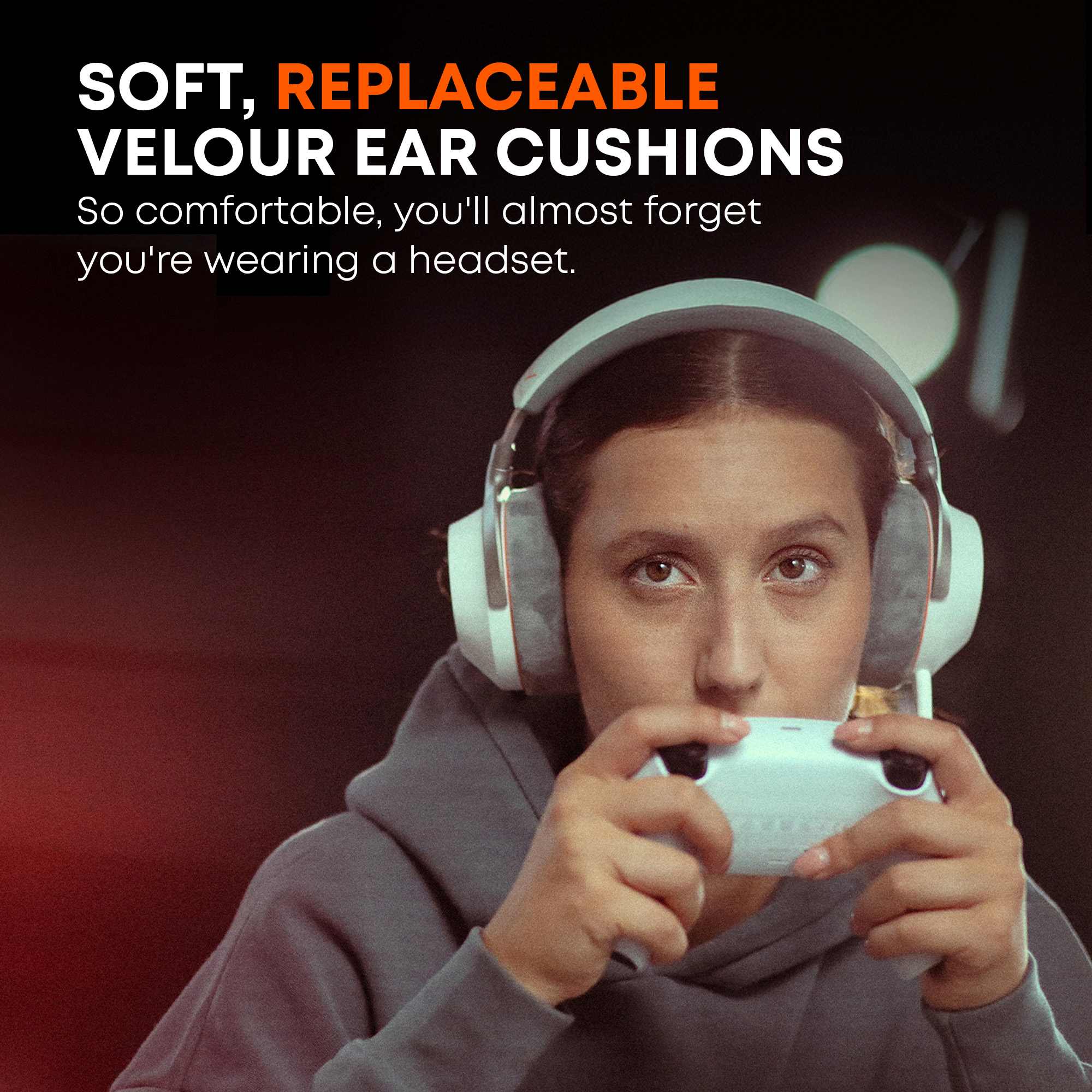 MMX 100 Wireless gaming headset featuring eltra soft velour ear pads