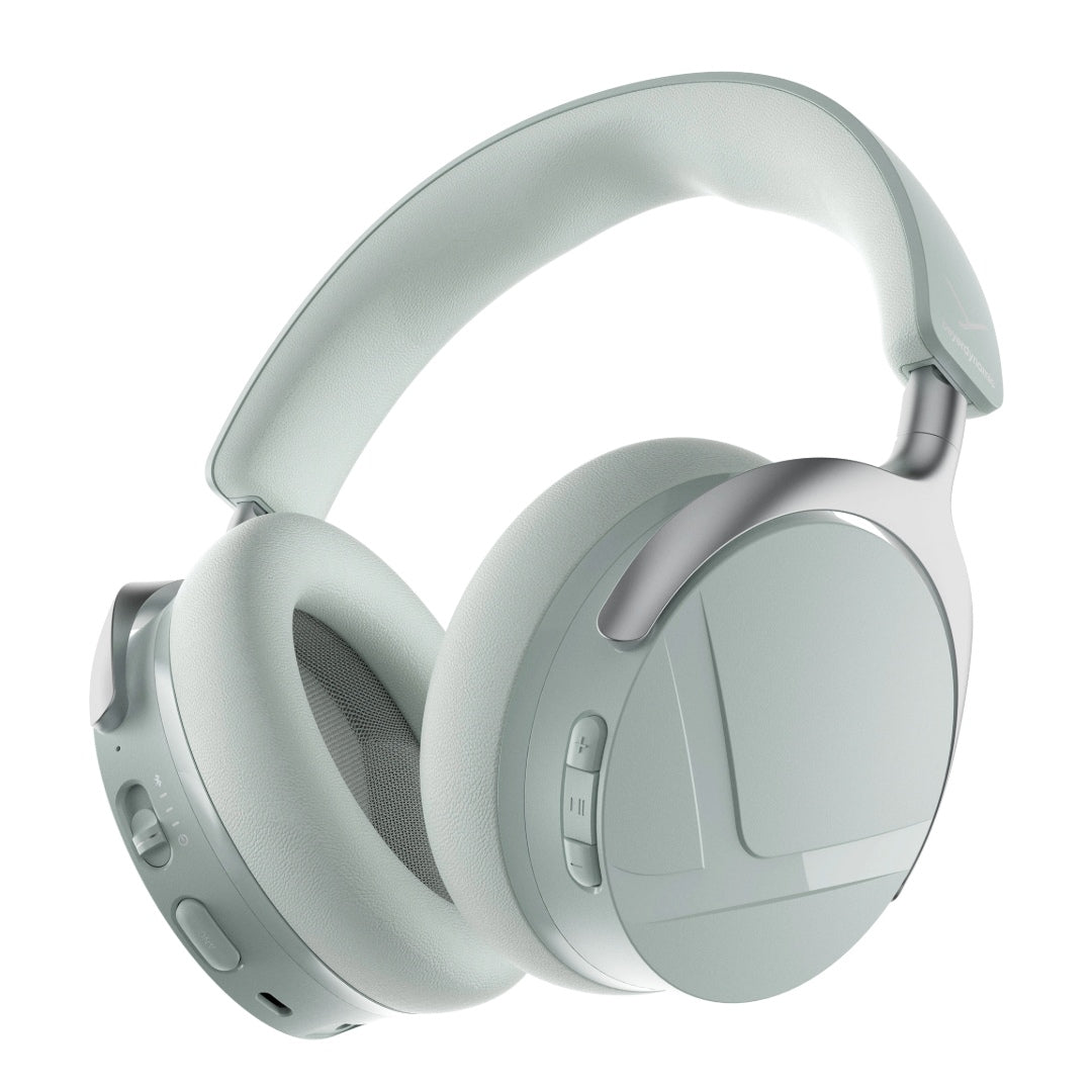 Jade over-ear wireless headphones with a matching padded headband, featuring ANC.