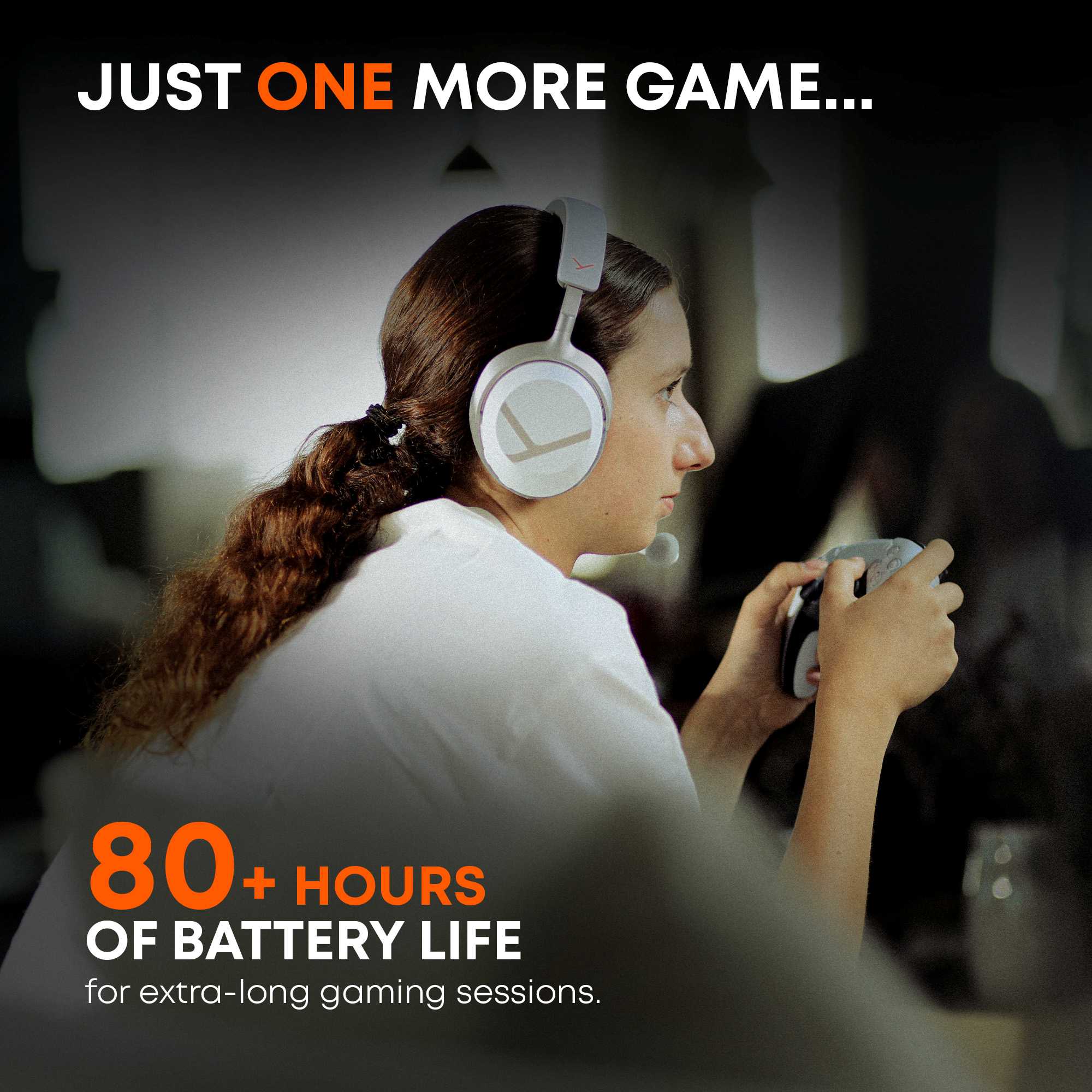 MMX 100 Wiewless gaming headset featuring 80+ hours of battery life.