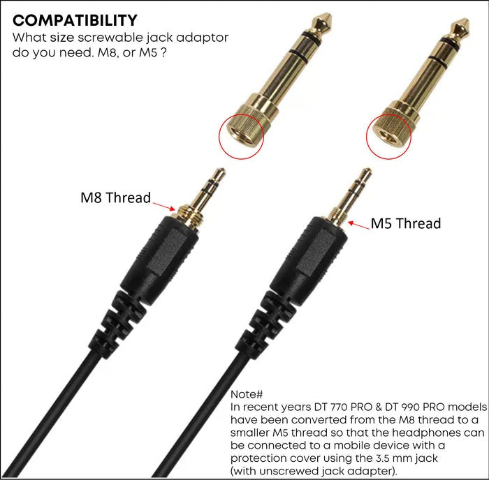 Jack 5 Thread Jack Adaptor screwable (M5 thread) 3,5mm to 6,3mm – beyerdynamic Australia